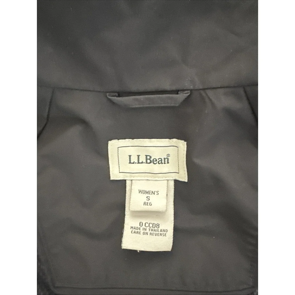 LL Bean Women's Windbreaker/Raincoat Size S Full Zip Fleece Lined Hood Black - Picture 5 of 5